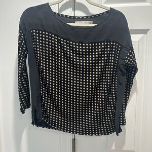 Hi-Line Women's Black Polka Dot Long-Sleeve Top - Beige Dot Print